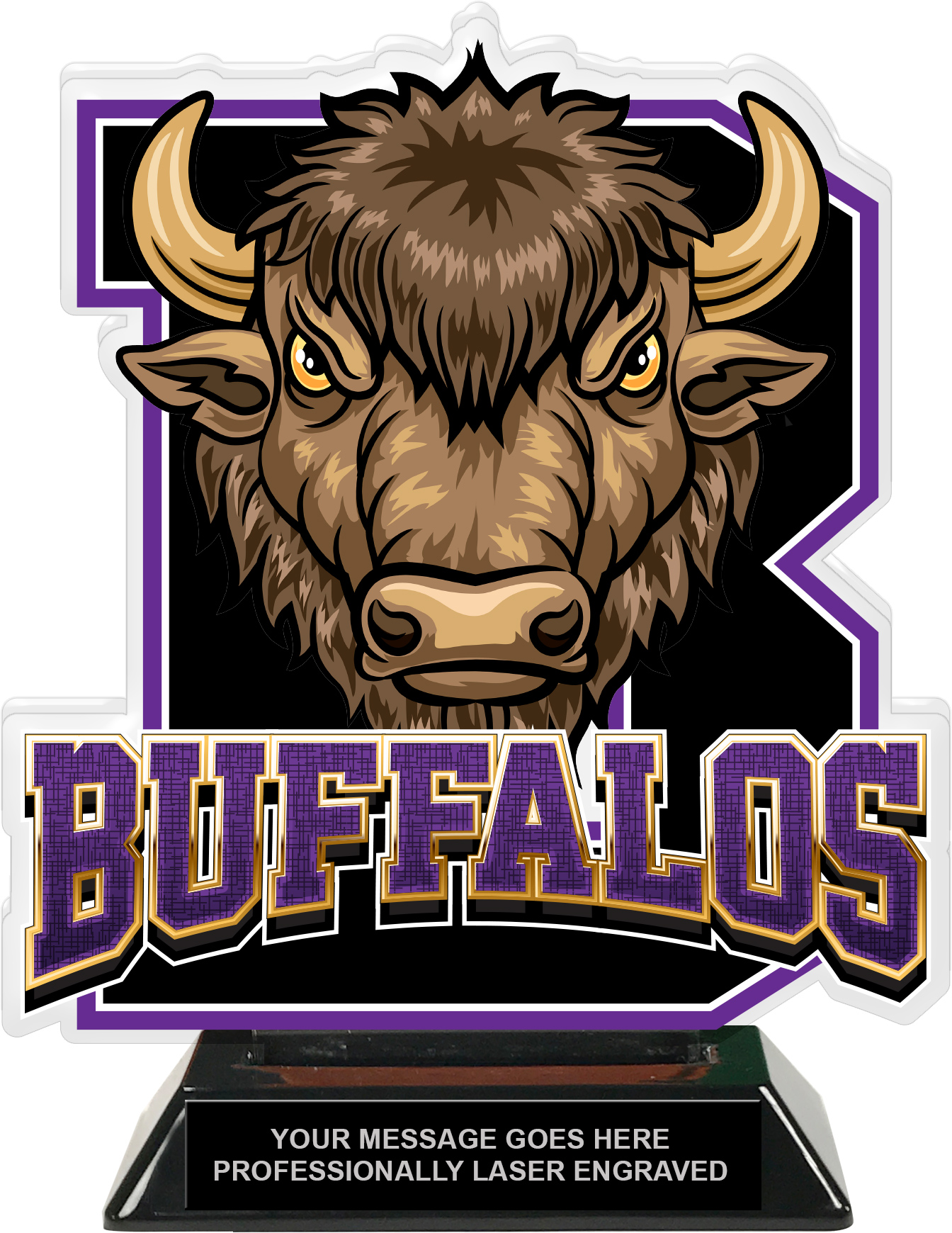 Buffalos Mascot Colorix-T Acrylic Trophy - 8.25 inch Purple