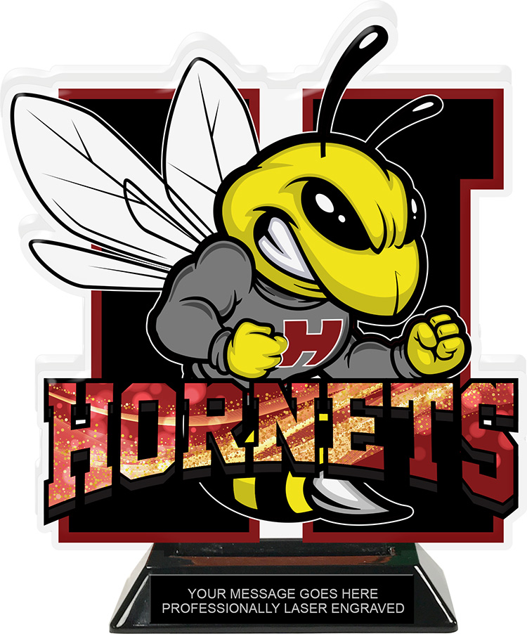 Hornets Mascot Colorix-T Acrylic Trophy- 8.25 inch