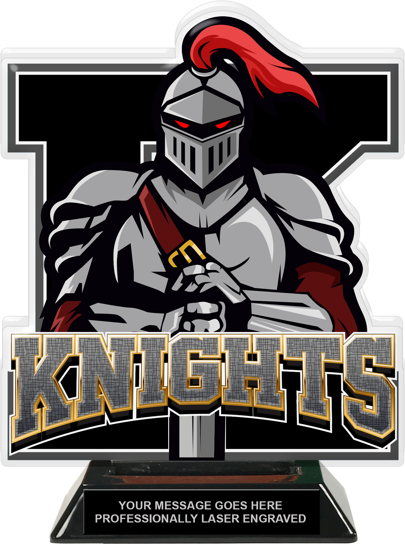 Knights Mascot Colorix-T Acrylic Trophy - 8.25 inch Black