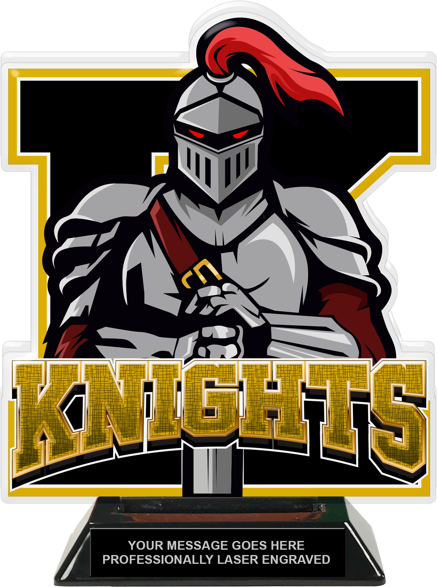 Knights Mascot Colorix-T Acrylic Trophy - 8.25 inch Gold