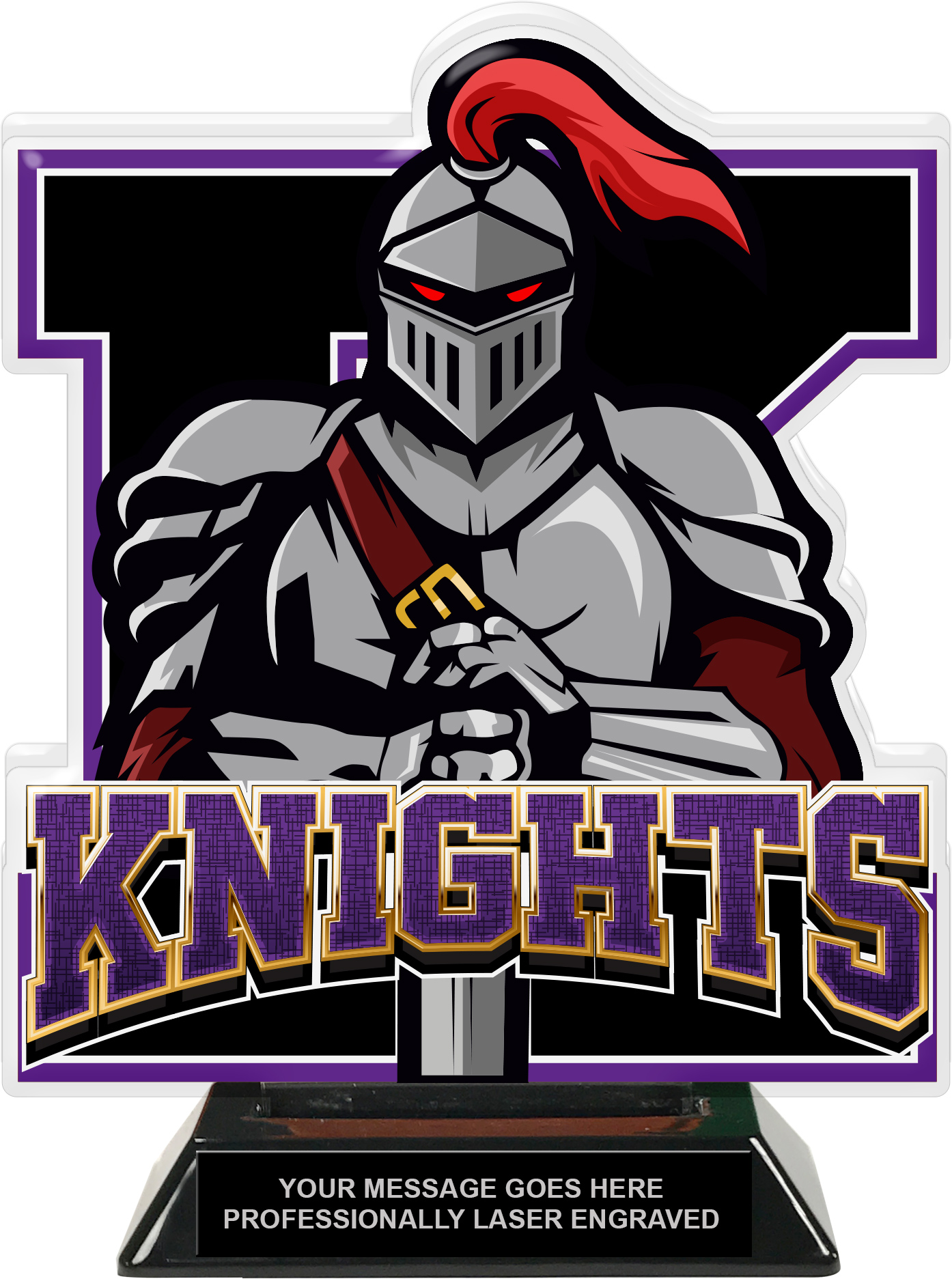 Knights Mascot Colorix-T Acrylic Trophy - 8.25 inch Purple