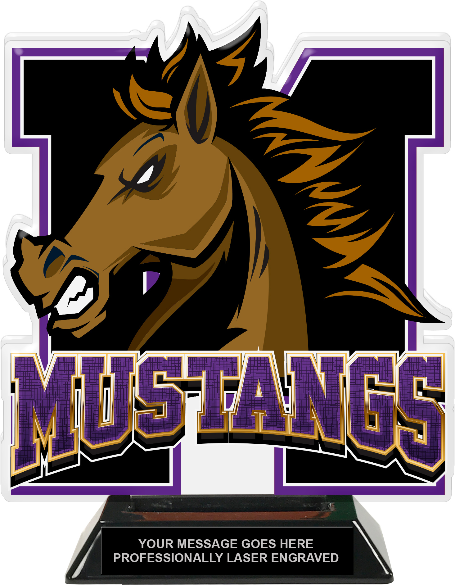 Mustangs Mascot Colorix-T Acrylic Trophy - 8.25 inch Purple