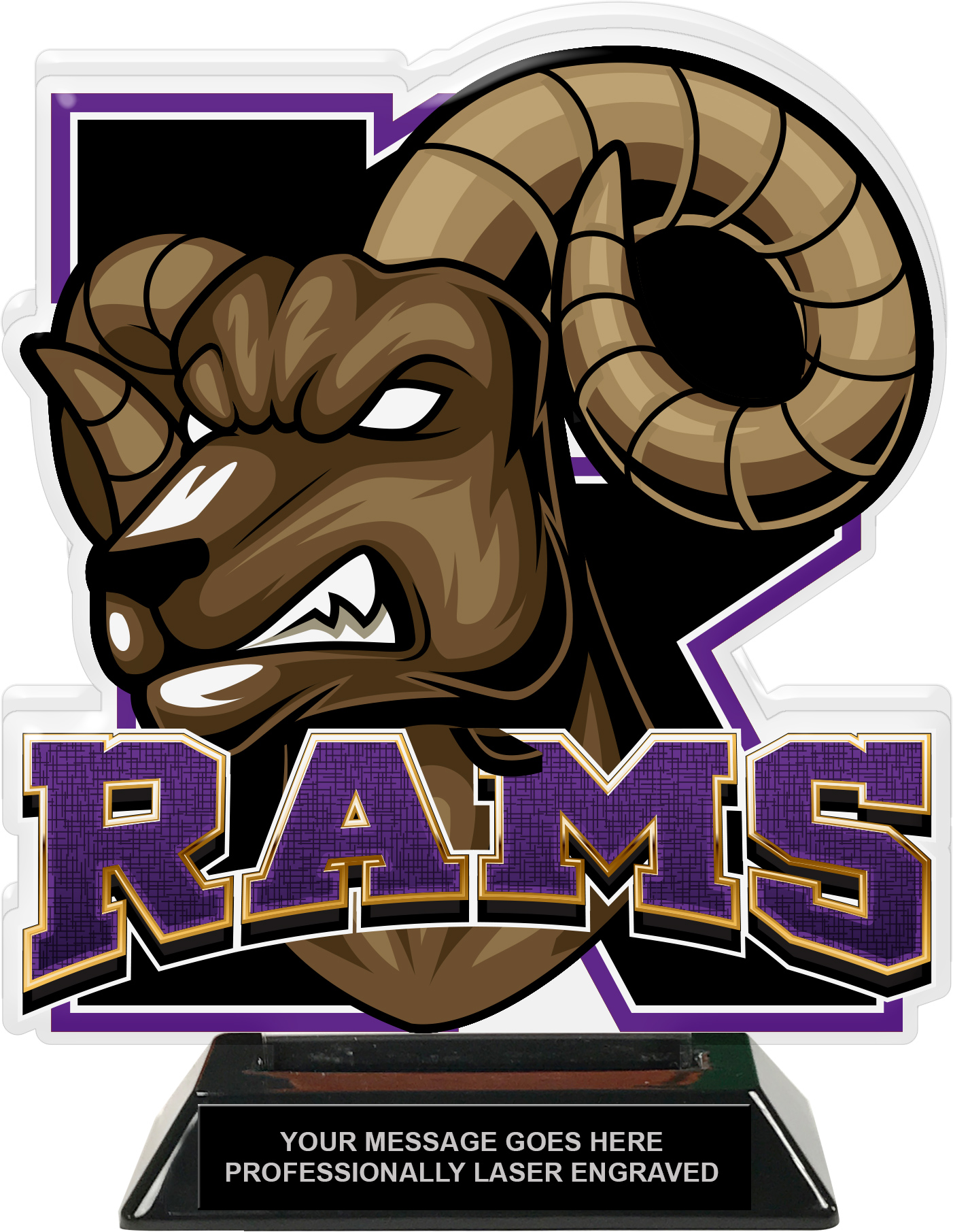 Rams Mascot Colorix-T Acrylic Trophy - 8.25 inch Purple