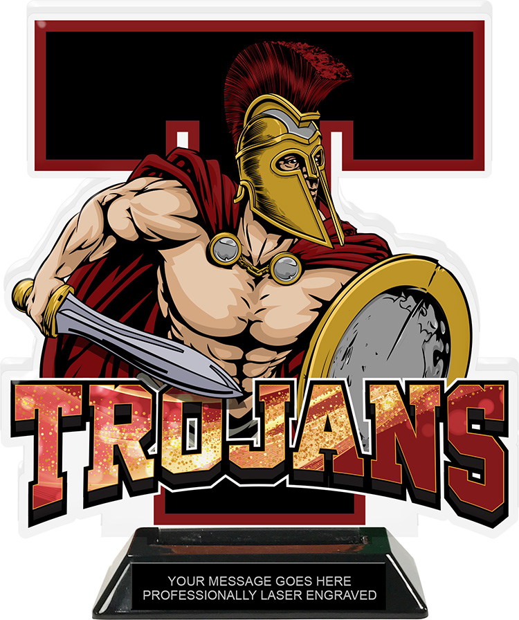 Trojans Mascot Colorix-T Acrylic Trophy- 8.25 inch