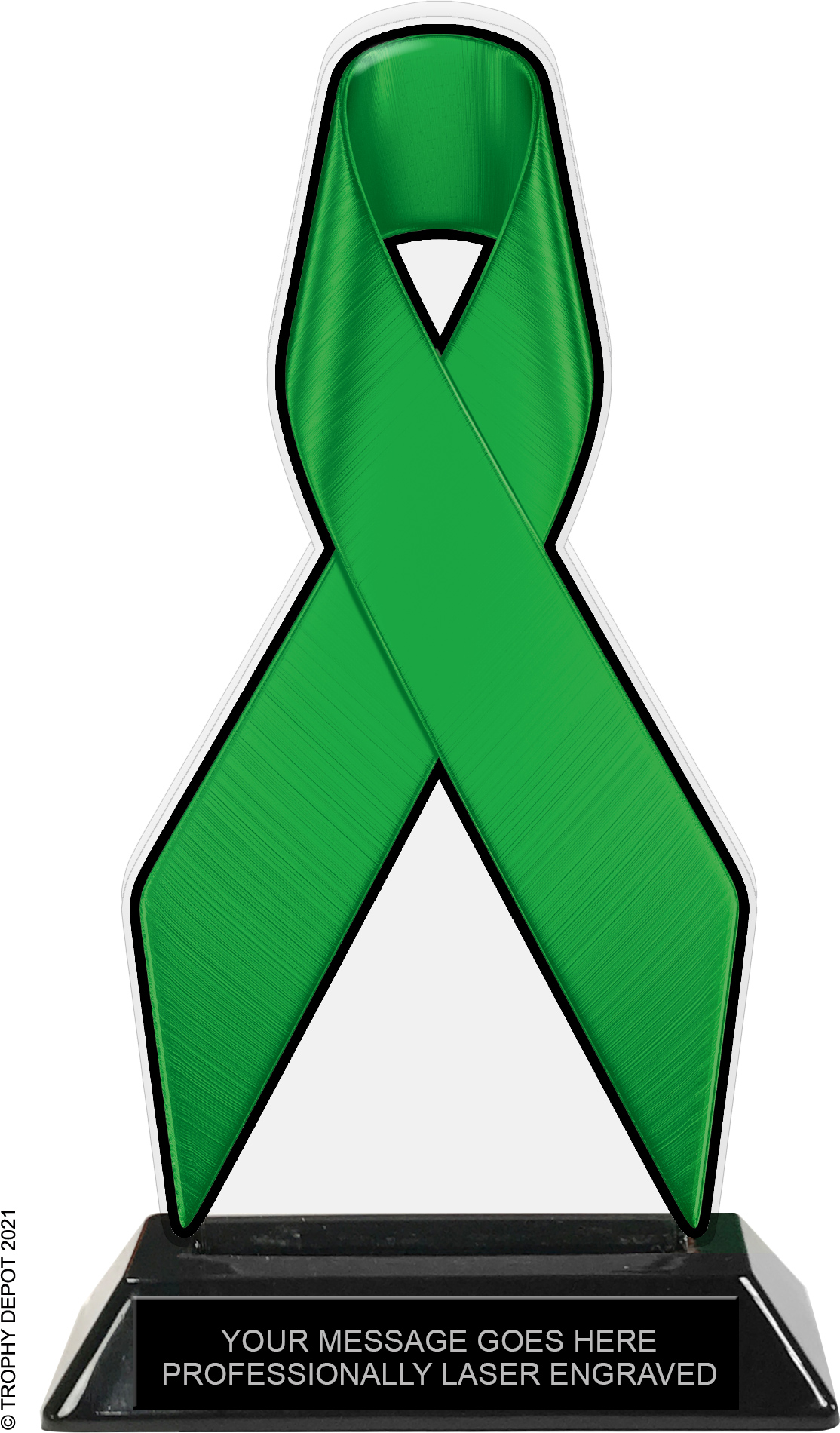 Green Ribbon Colorix-T Acrylic Trophy - 8 inch