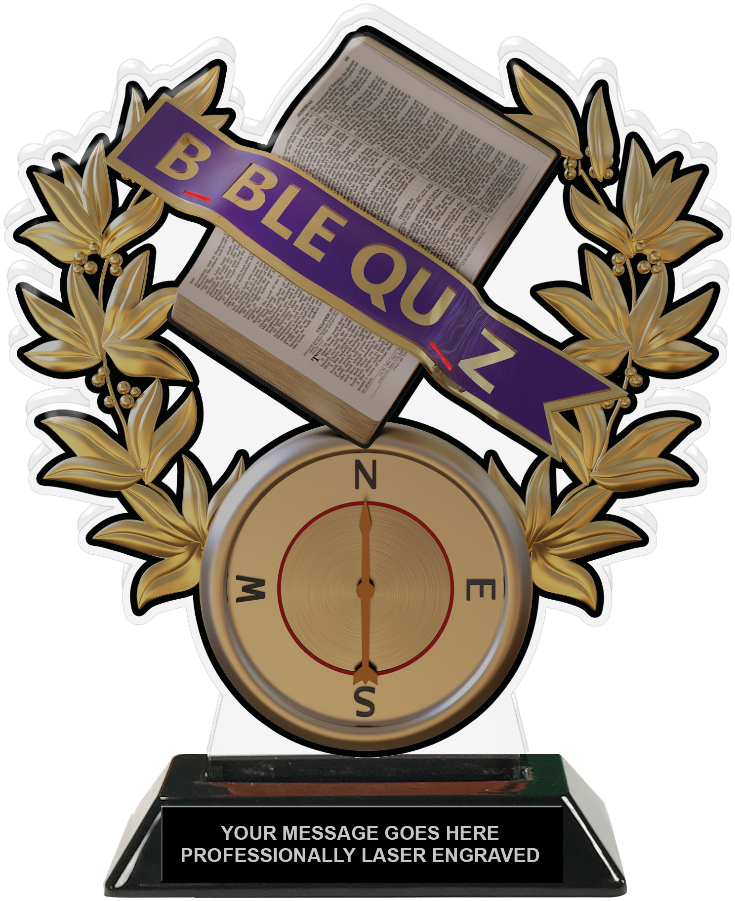 Bible Quiz Compass Colorix-T Acrylic Trophy- 8.25 inch