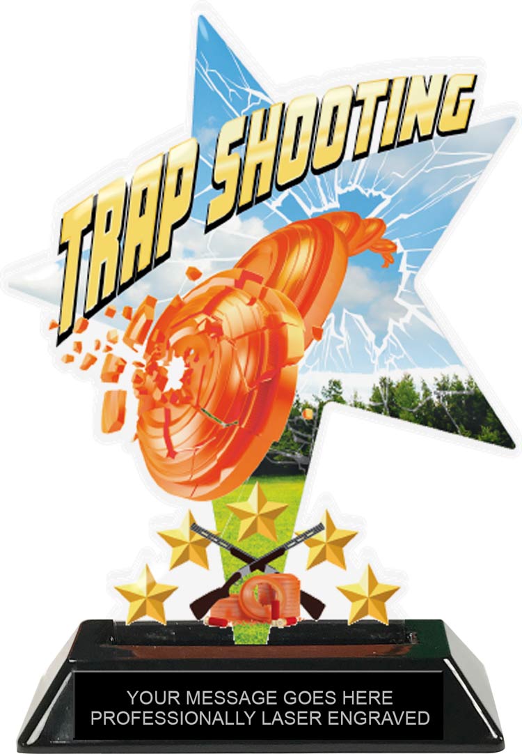 Trap Shooting Shattered Star Colorix Acrylic Trophy- 7 inch