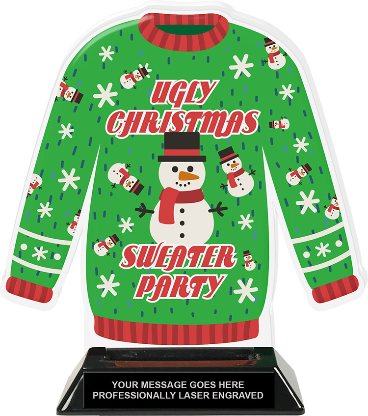 Ugly Christmas Sweater Party Colorix-T Acrylic Trophy - 8.25 inch