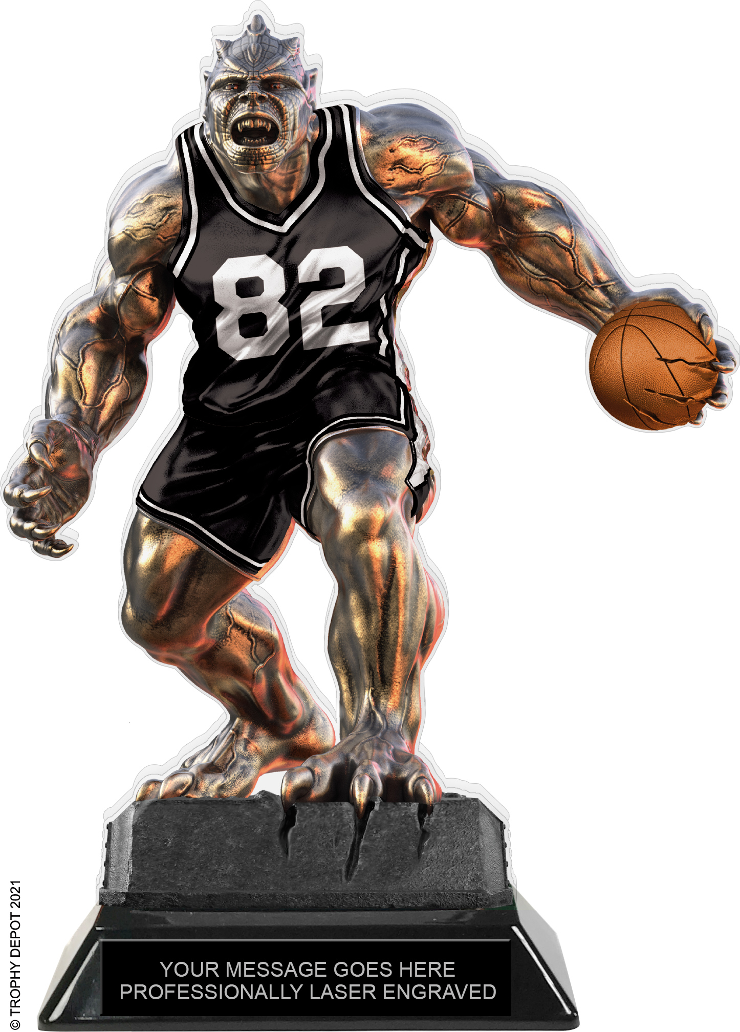 Beast Basketball Choose Your Number Acrylic Trophy - 8.5 inch Black