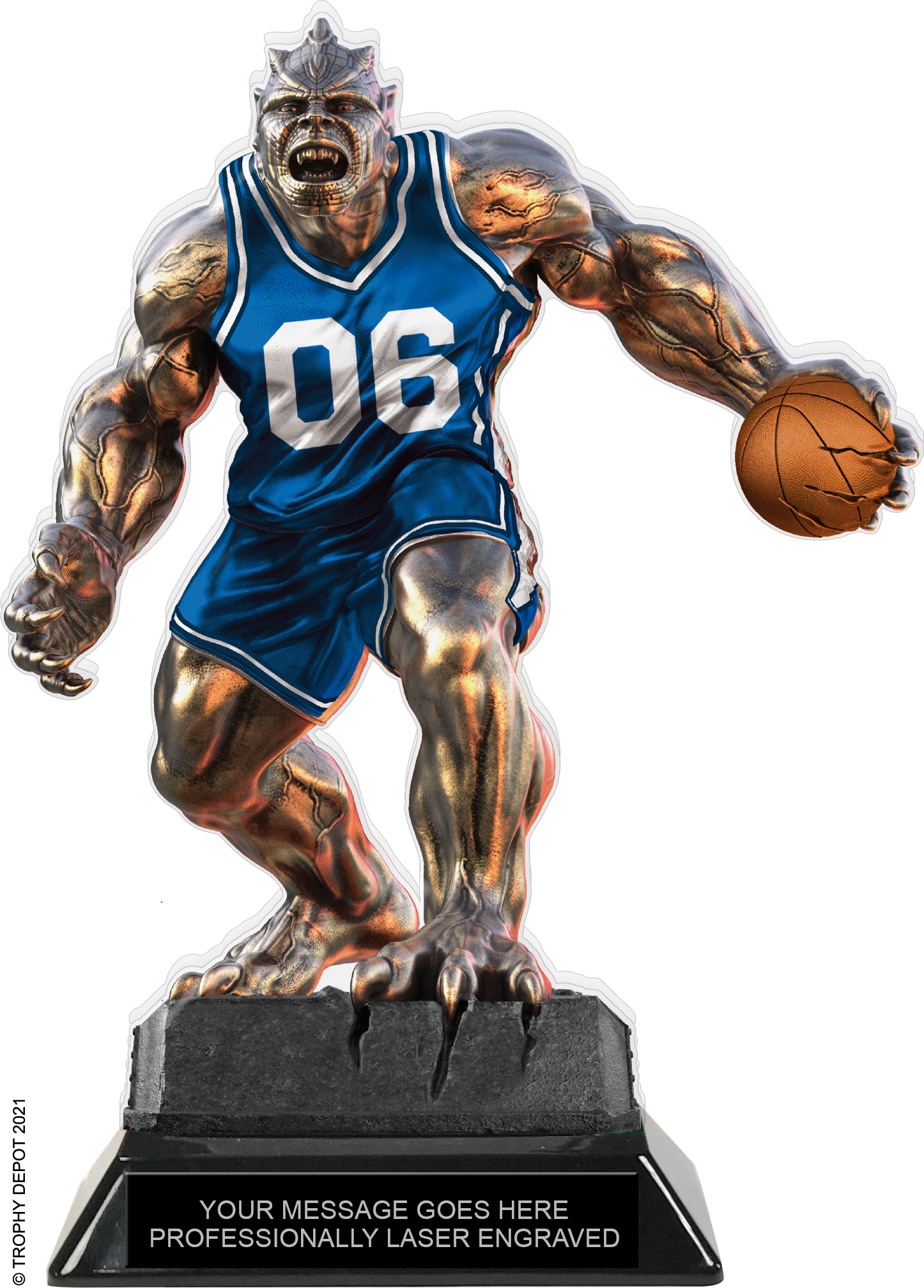 Beast Basketball Choose Your Number Acrylic Trophy - 8.5 inch Blue