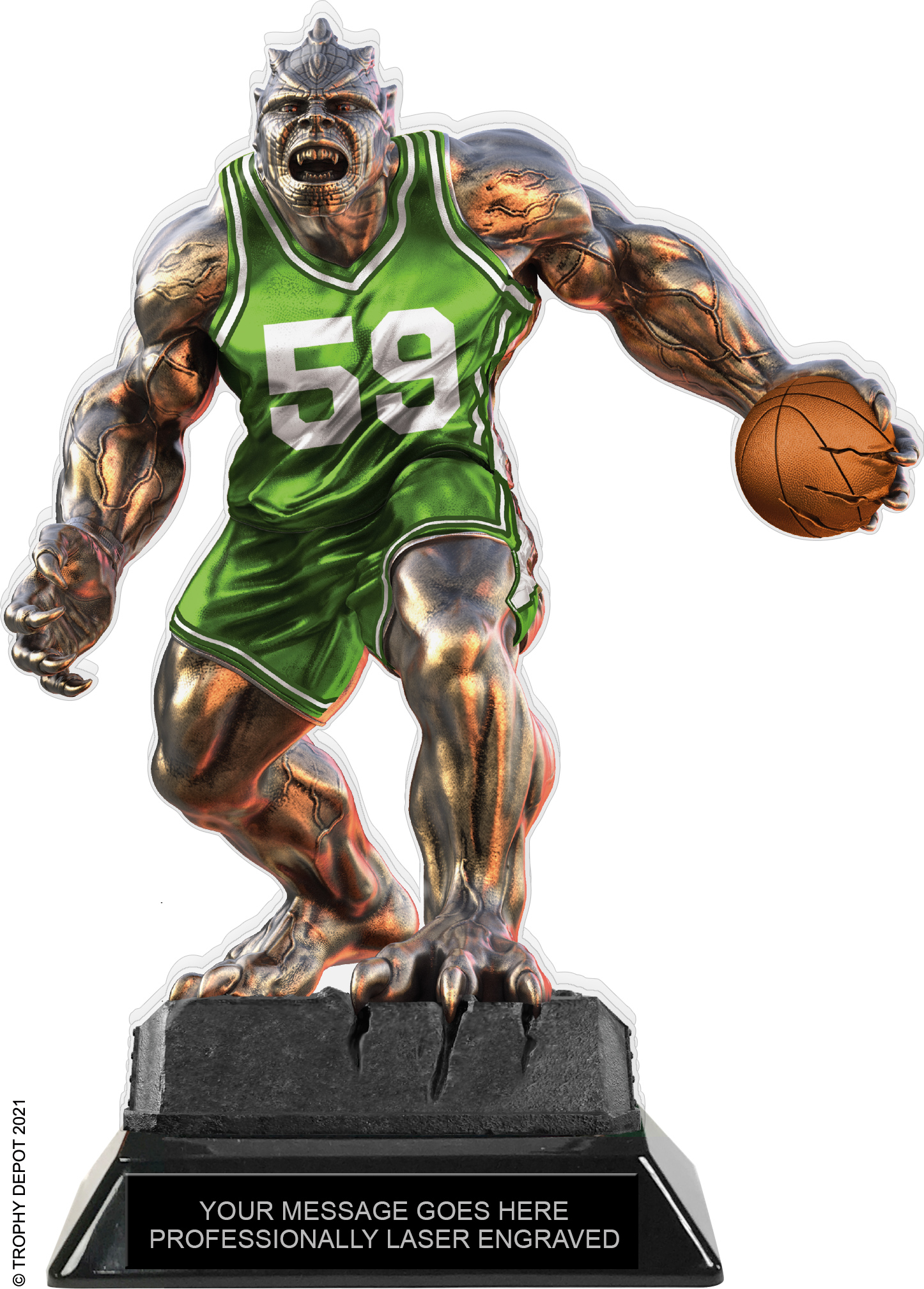 Beast Basketball Choose Your Number Acrylic Trophy - 8.5 inch Green