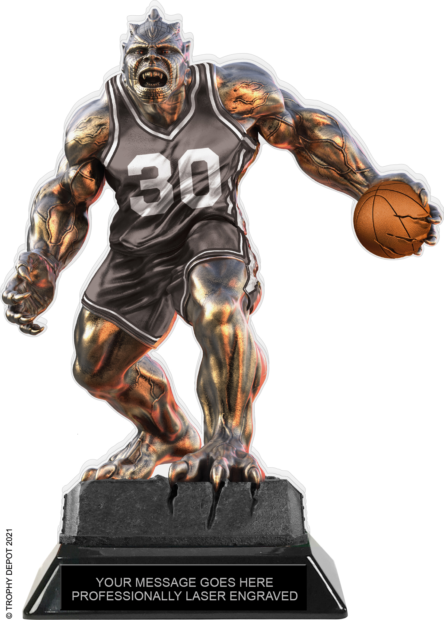 Beast Basketball Choose Your Number Acrylic Trophy - 8.5 inch Grey