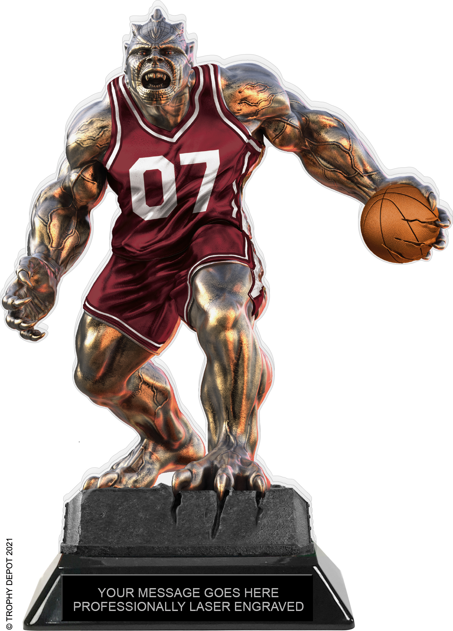 Beast Basketball Choose Your Number Acrylic Trophy - 8.5 inch Maroon
