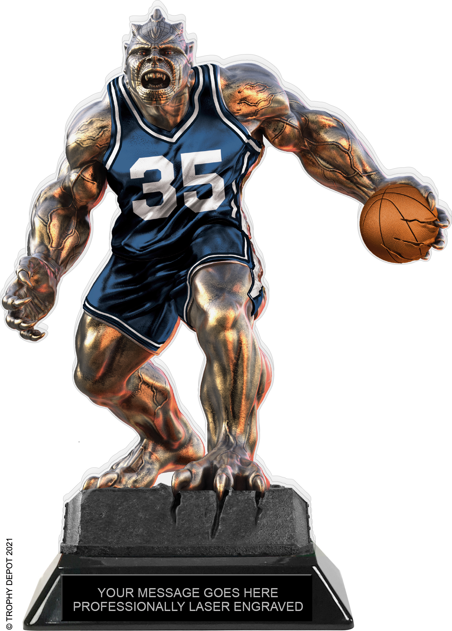 Beast Basketball Choose Your Number Acrylic Trophy - 8.5 inch Navy