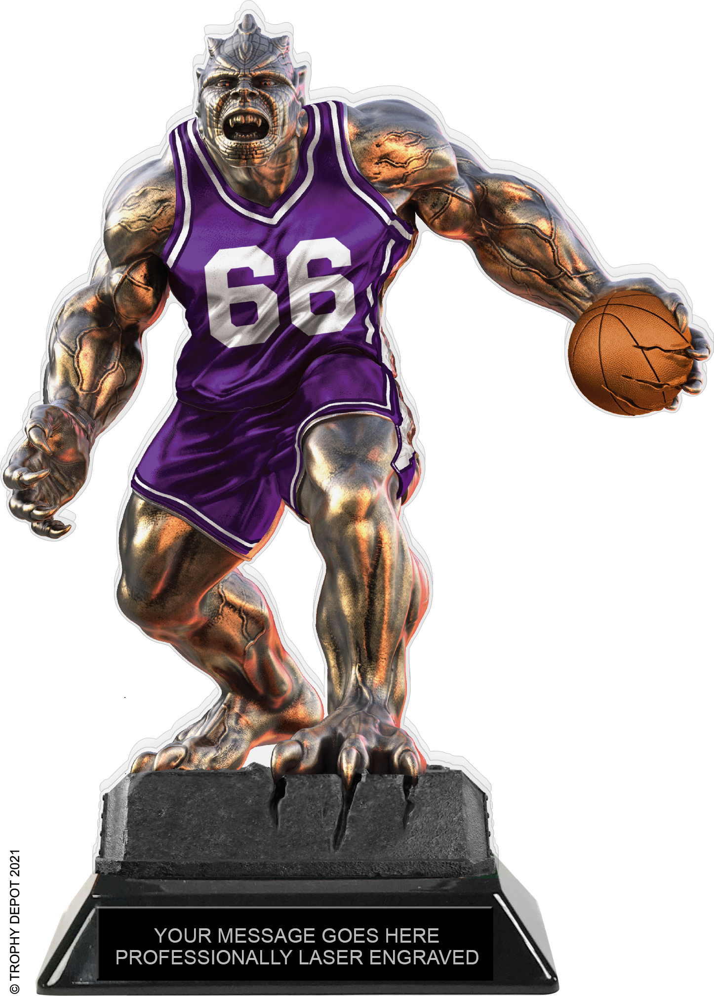 Beast Basketball Choose Your Number Acrylic Trophy - 8.5 inch Purple