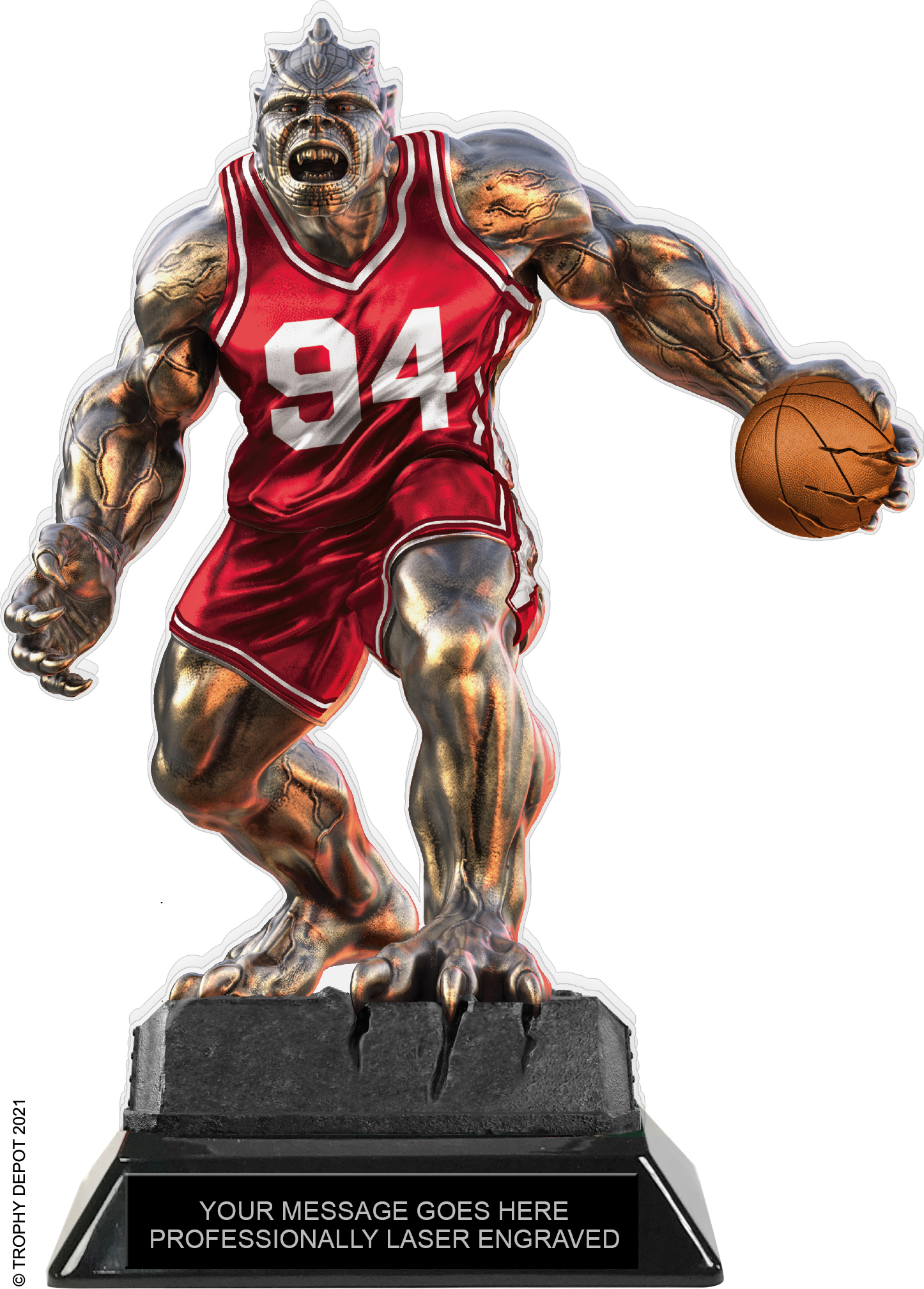 Beast Basketball Choose Your Number Acrylic Trophy - 8.5 inch Red