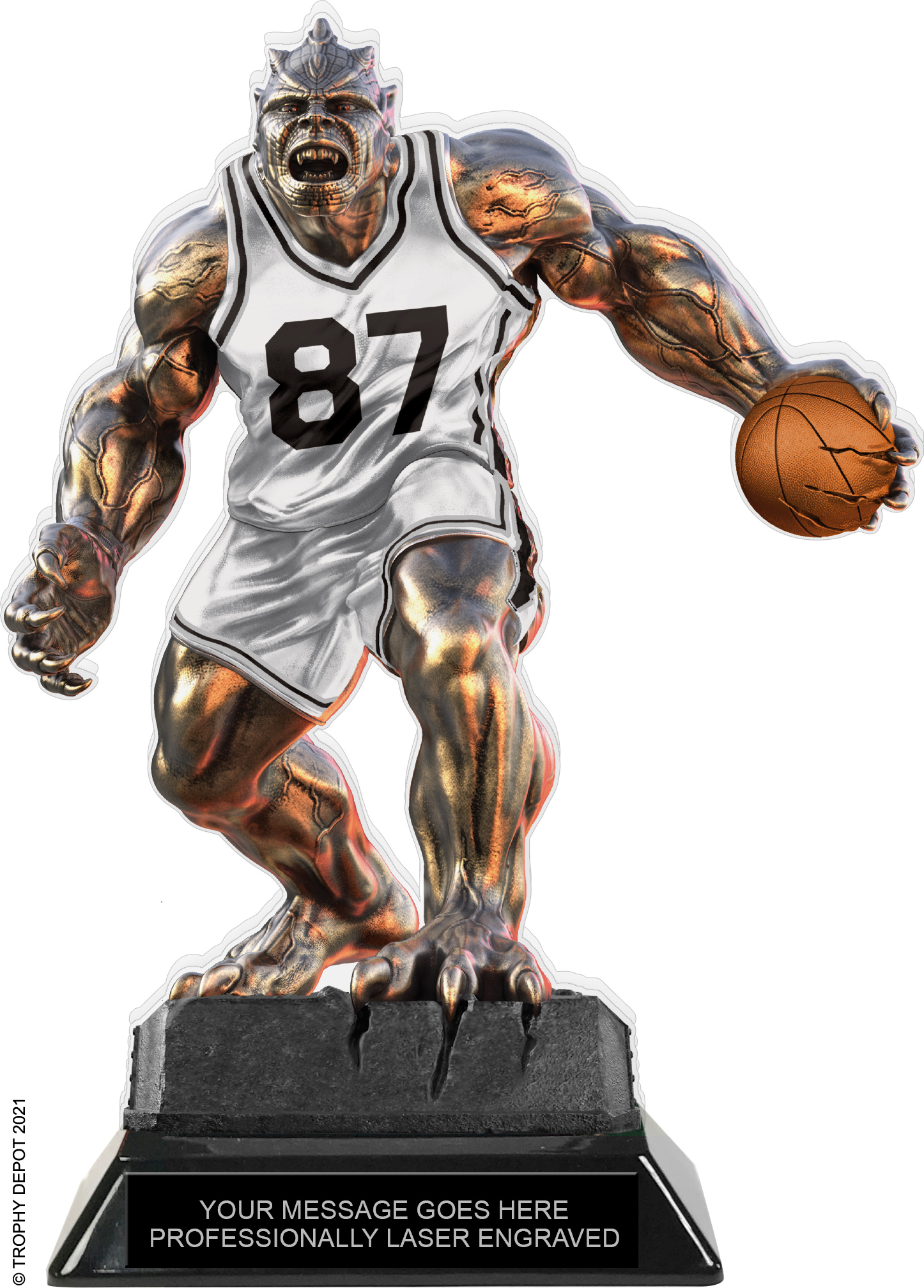 Beast Basketball Choose Your Number Acrylic Trophy - 8.5 inch White