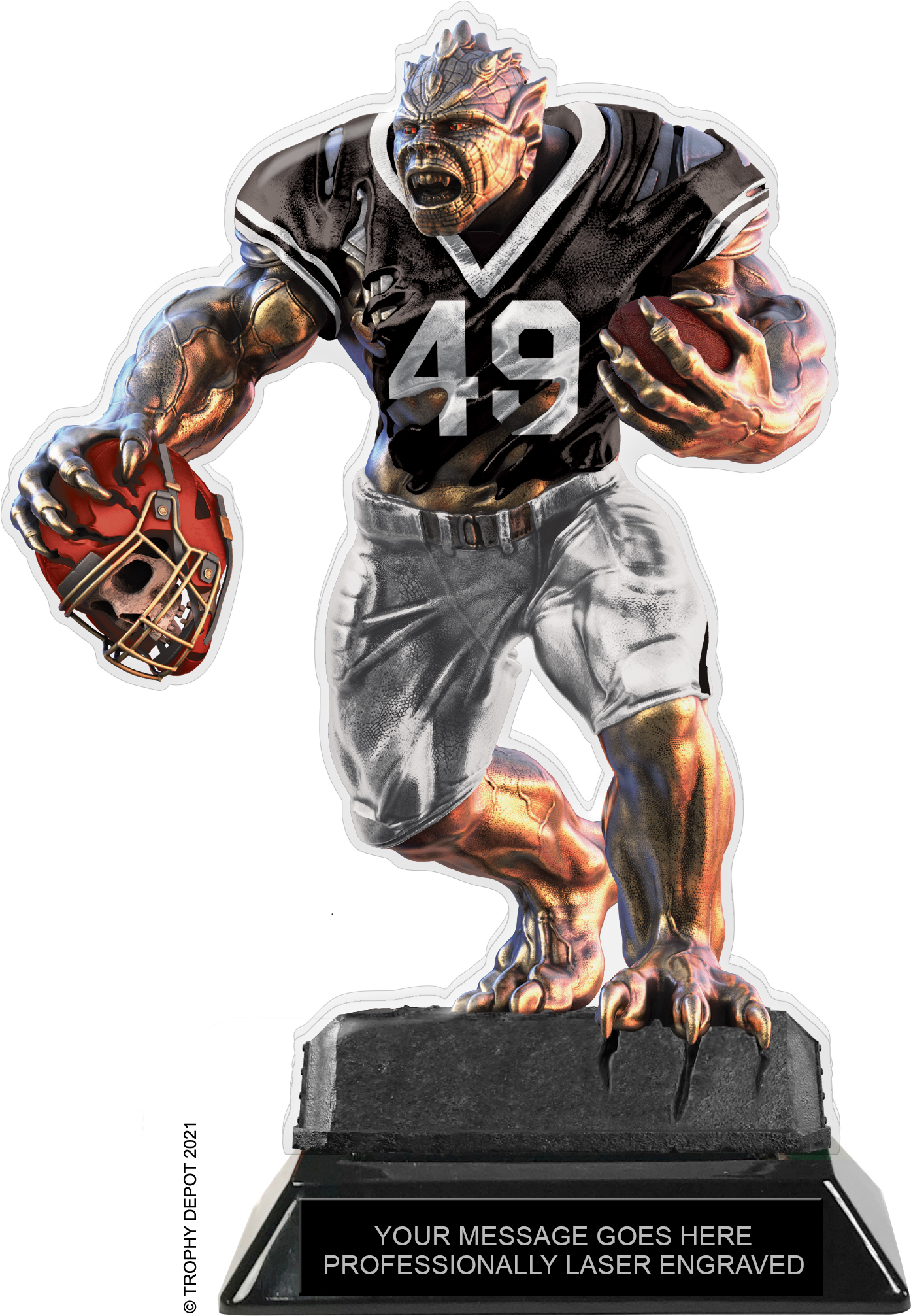Beast Football Choose Your Number Acrylic Trophy - 8.5 inch Black