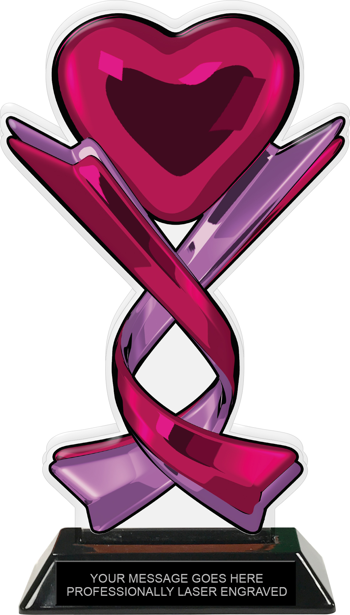 Heart & Ribbons Colorix Acrylic Trophy - 8.5 inch