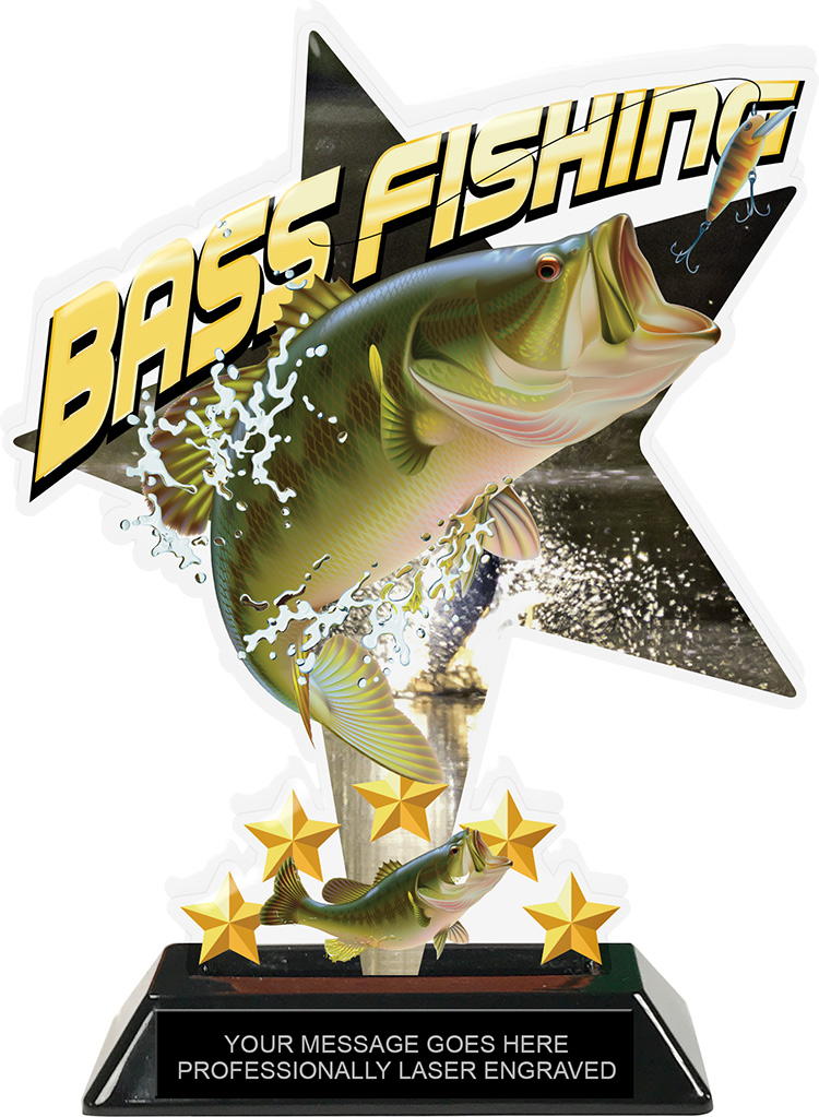 Bass Fishing Shattered Star Colorix Acrylic Trophy- 8.5 inch