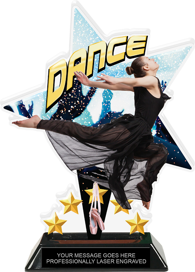 Dance Shattered Star Colorix Acrylic Trophy- 8.5 inch