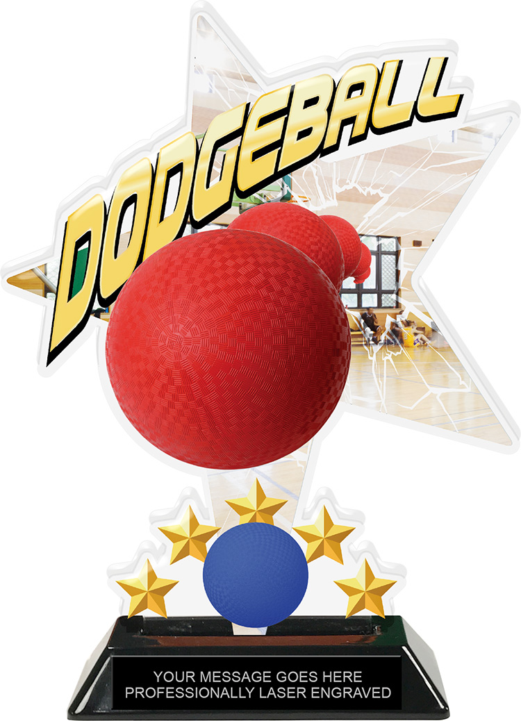 Dodgeball Shattered Star Colorix Acrylic Trophy- 8.5 inch