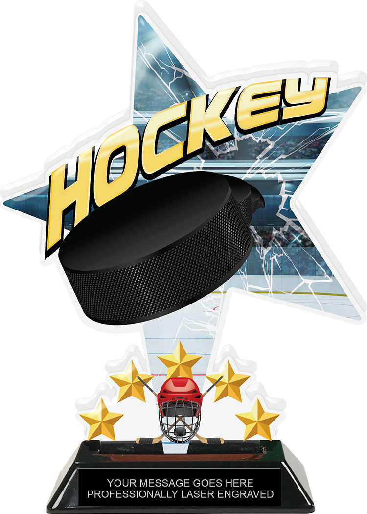 Hockey Shattered Star Colorix Acrylic Trophy- 8.5 inch