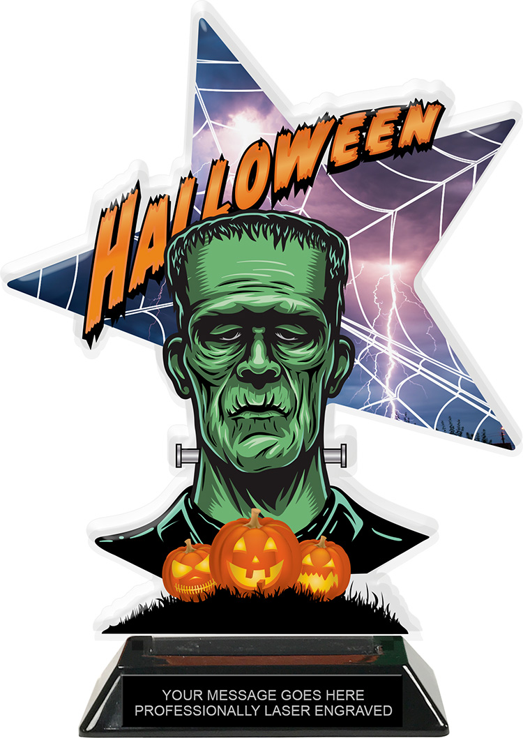 Frankenstein Halloween Shattered Star Colorix Acrylic Trophy- 8.5 inch