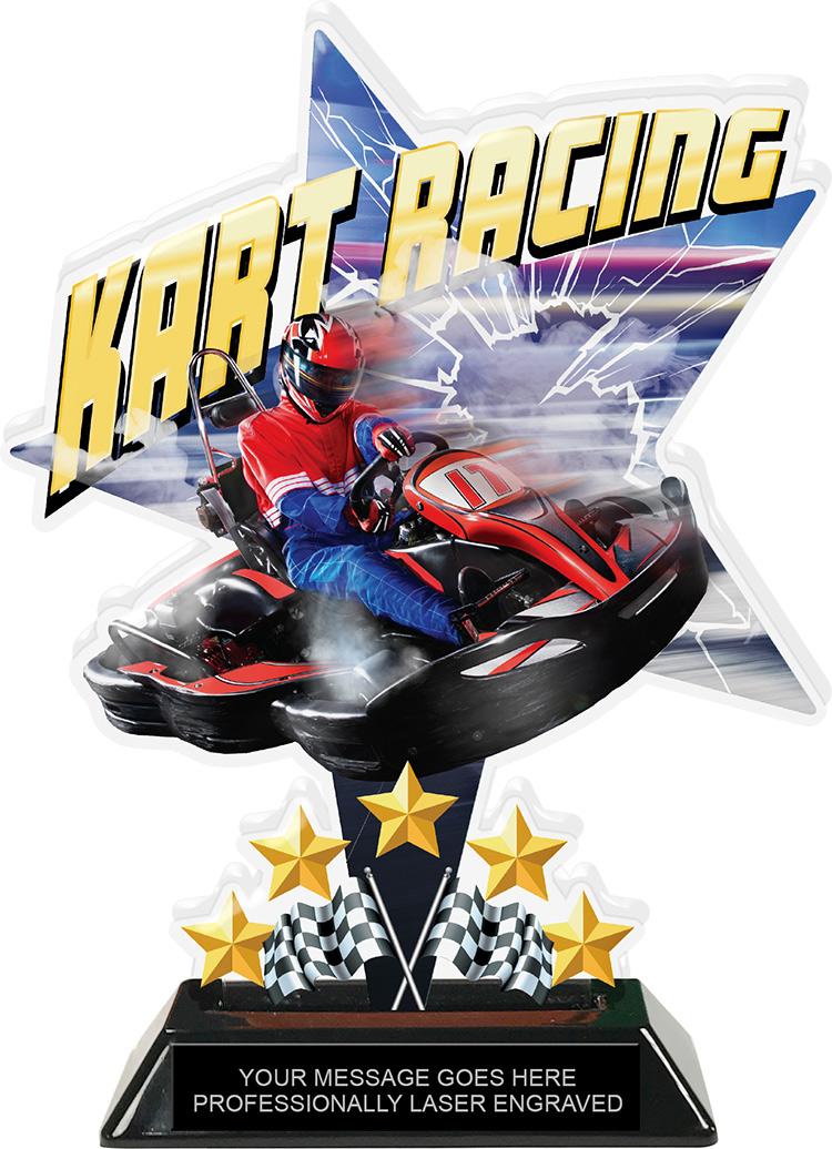 Go Kart Shattered Star Colorix Acrylic Trophy- 8.5 inch