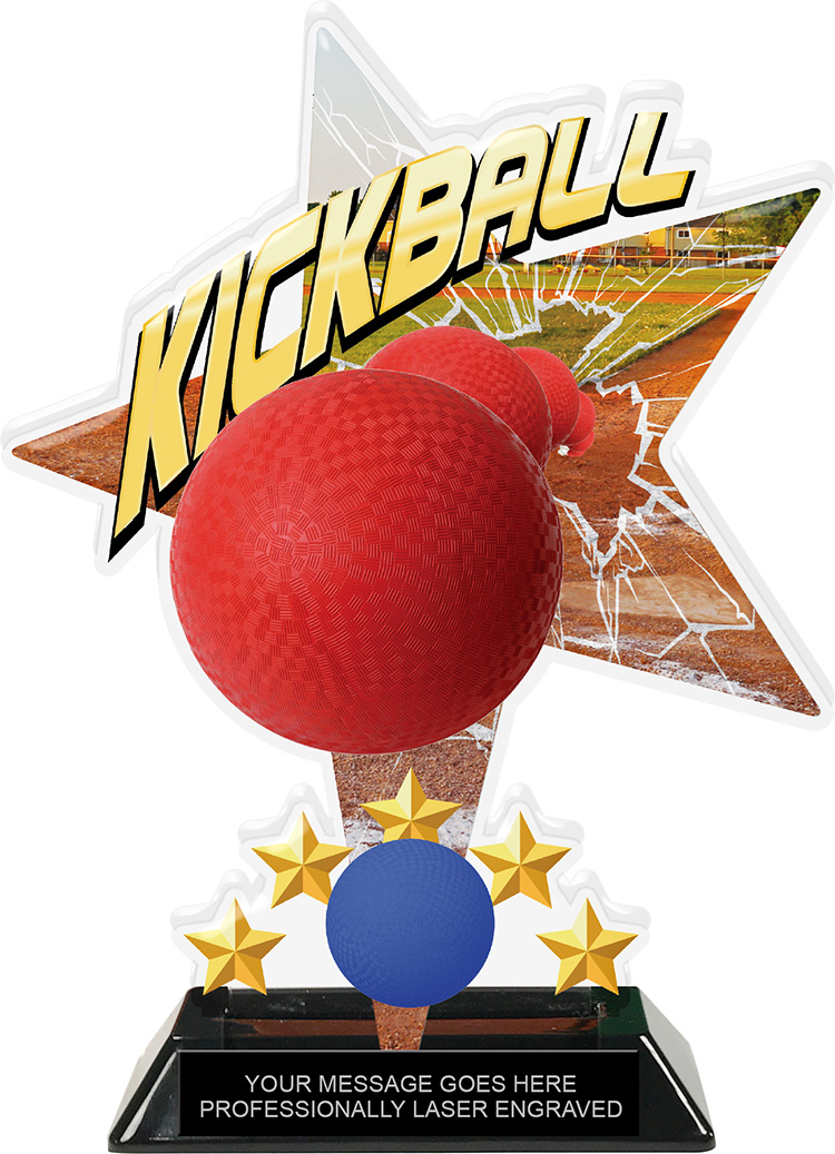 Kickball Shattered Star Colorix Acrylic Trophy- 8.5 inch
