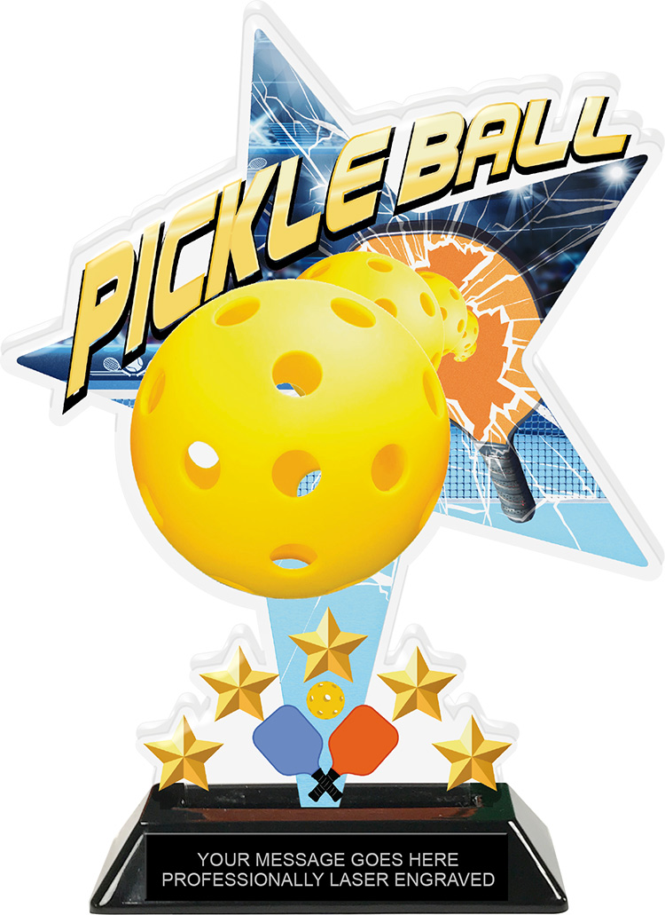Pickleball Shattered Star Colorix Acrylic Trophy- 8.5 inch
