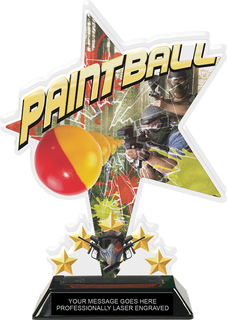 Paintball Shattered Star Colorix Acrylic Trophy- 8.5 inch