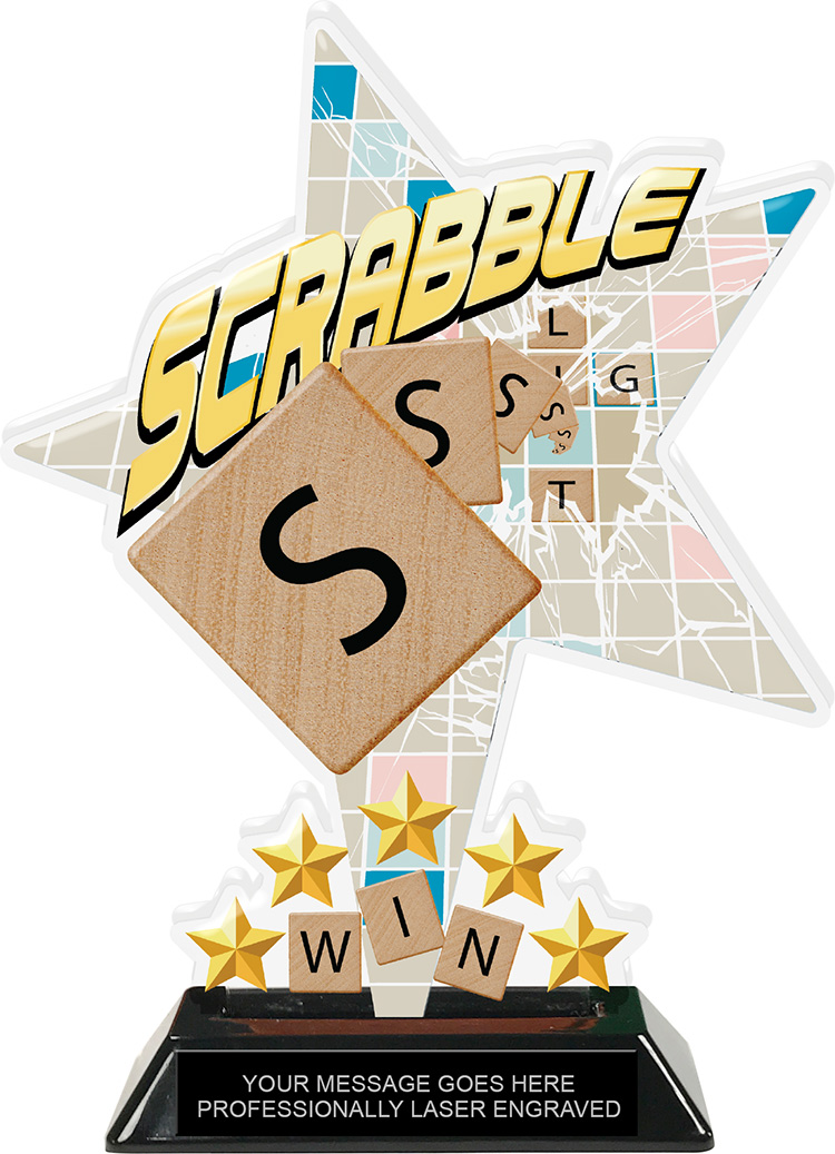 Scrabble Shattered Star Colorix Acrylic Trophy- 8.5 inch