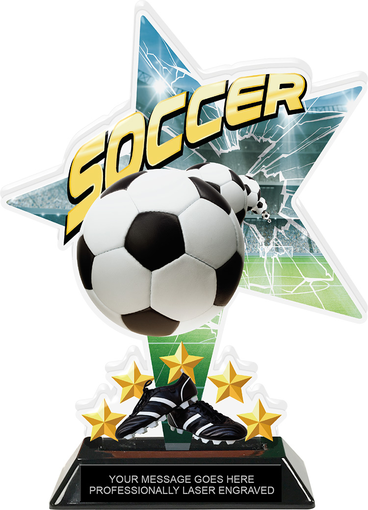 Soccer Shattered Star Colorix Acrylic Trophy- 8.5 inch