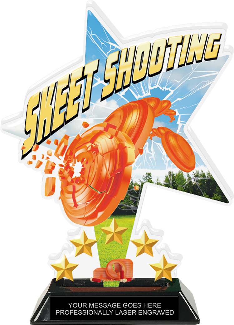 Skeet Shooting Shattered Star Colorix Acrylic Trophy- 8.5 inch