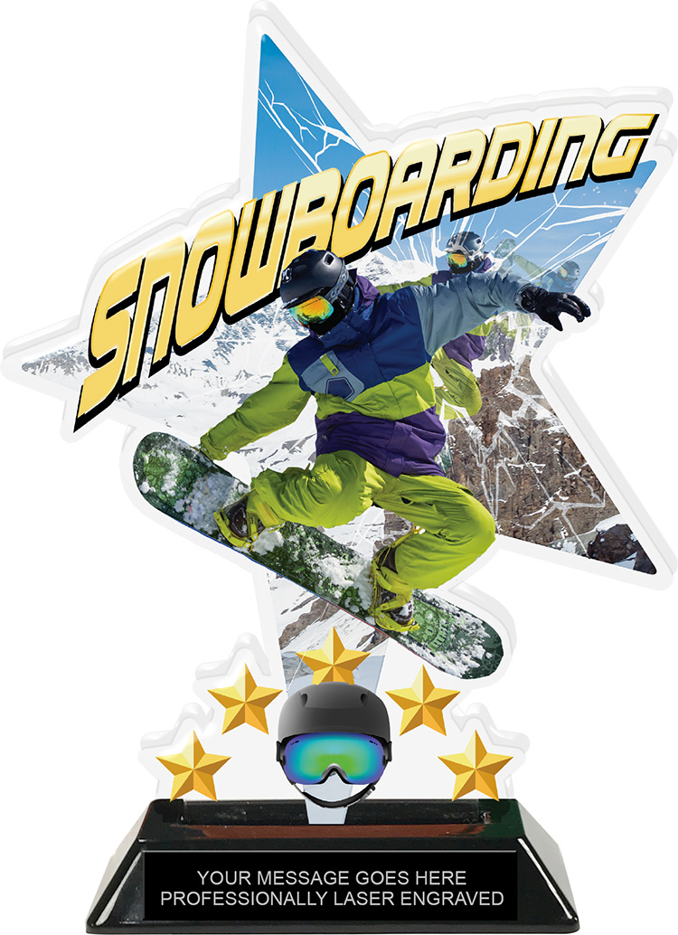 Snowboarding Shattered Star Colorix Acrylic Trophy- 8.5 inch