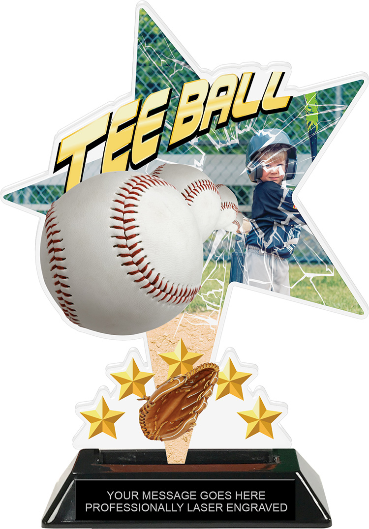 Tee Ball Shattered Star Colorix Acrylic Trophy- 8.5 inch