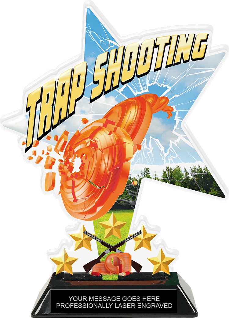 Trap Shooting Shattered Star Colorix Acrylic Trophy- 8.5 inch