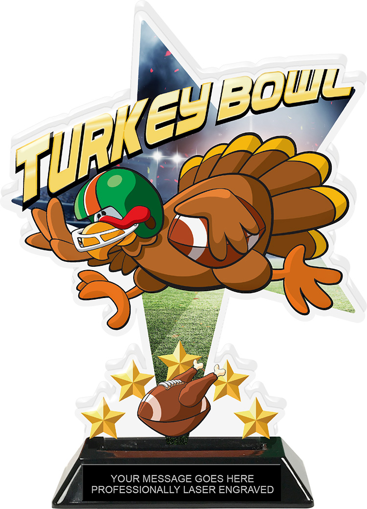 Turkey Bowl Shattered Star Colorix Acrylic Trophy- 8.5 inch
