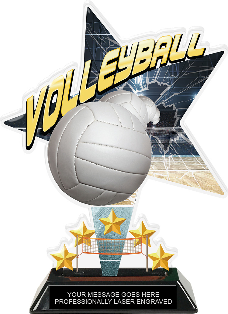 Volleyball Shattered Star Colorix Acrylic Trophy- 8.5 inch