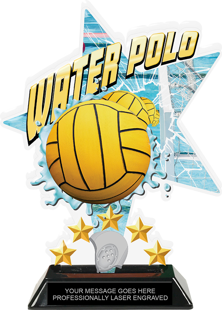 Water Polo Shattered Star Colorix Acrylic Trophy- 8.5 inch