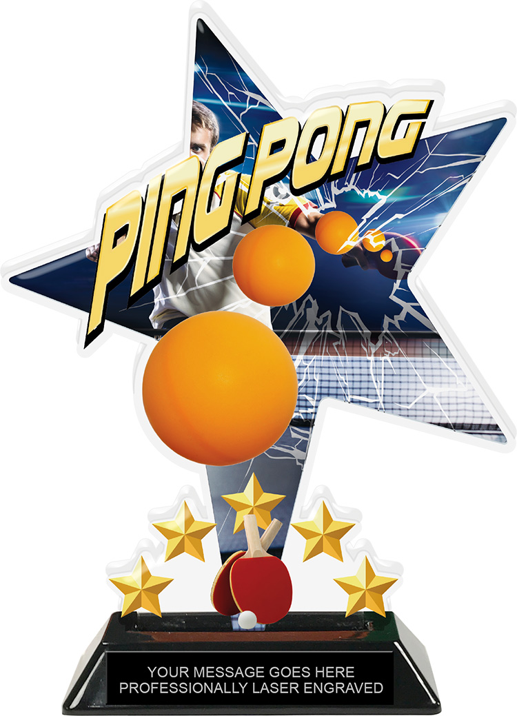 Ping Pong Shattered Star Colorix Acrylic Trophy- 8.5 inch