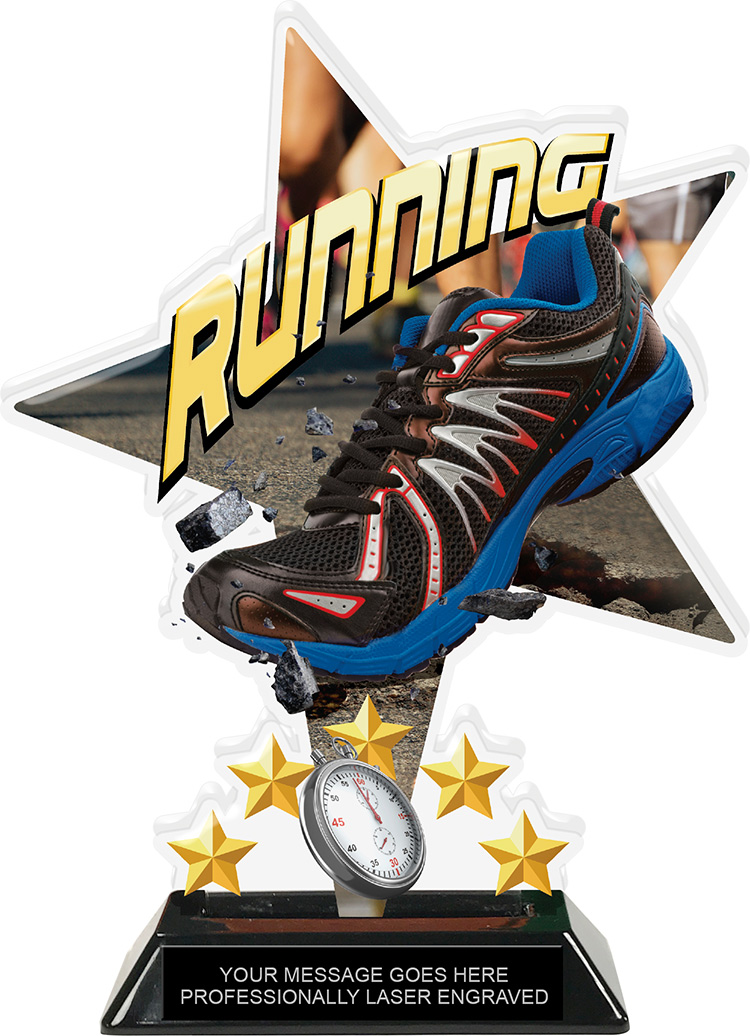Running Shattered Star Colorix Acrylic Trophy- 8.5 inch