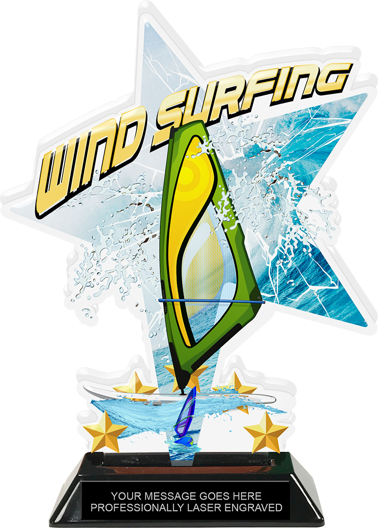 Wind Surfing Shattered Star Colorix Acrylic Trophy- 8.5 inch