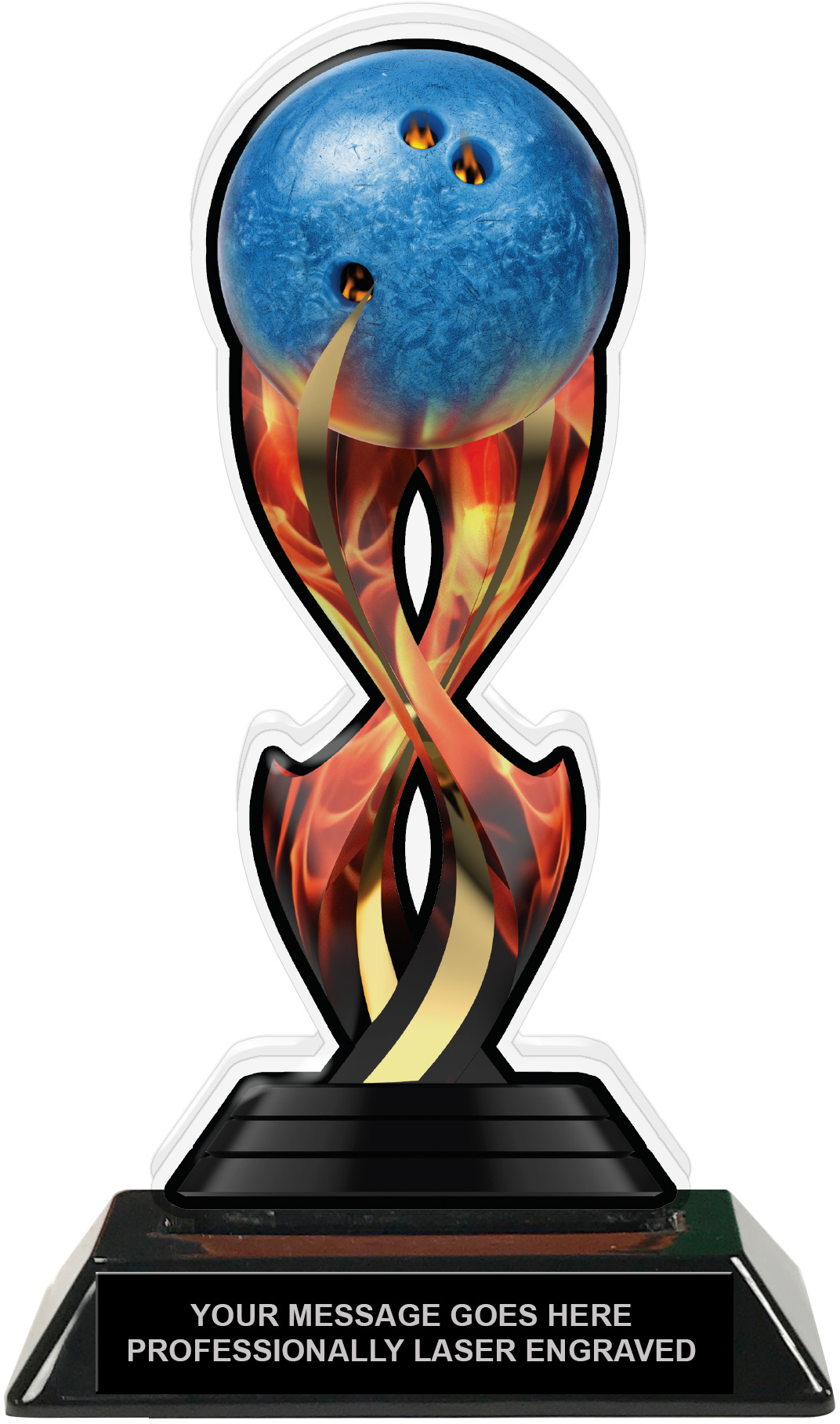 Bowling Tribal Flames Acrylic Trophy- 8.5 inch
