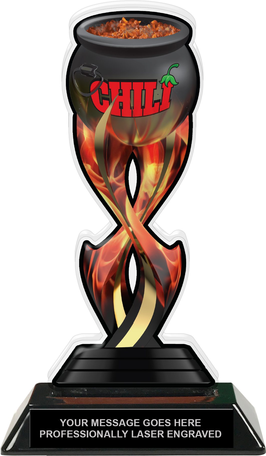 Chili Cook-Off Tribal Flames Acrylic Trophy- 8.5 inch