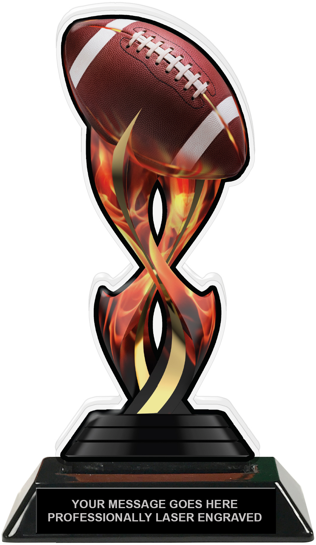 Football Tribal Flames Acrylic Trophy- 8.5 inch