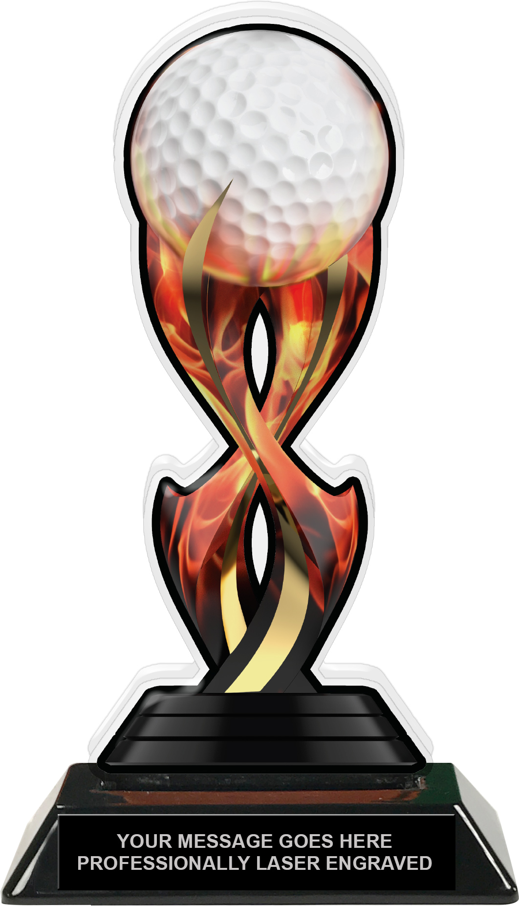 Golf Tribal Flames Acrylic Trophy - 8.5 inch