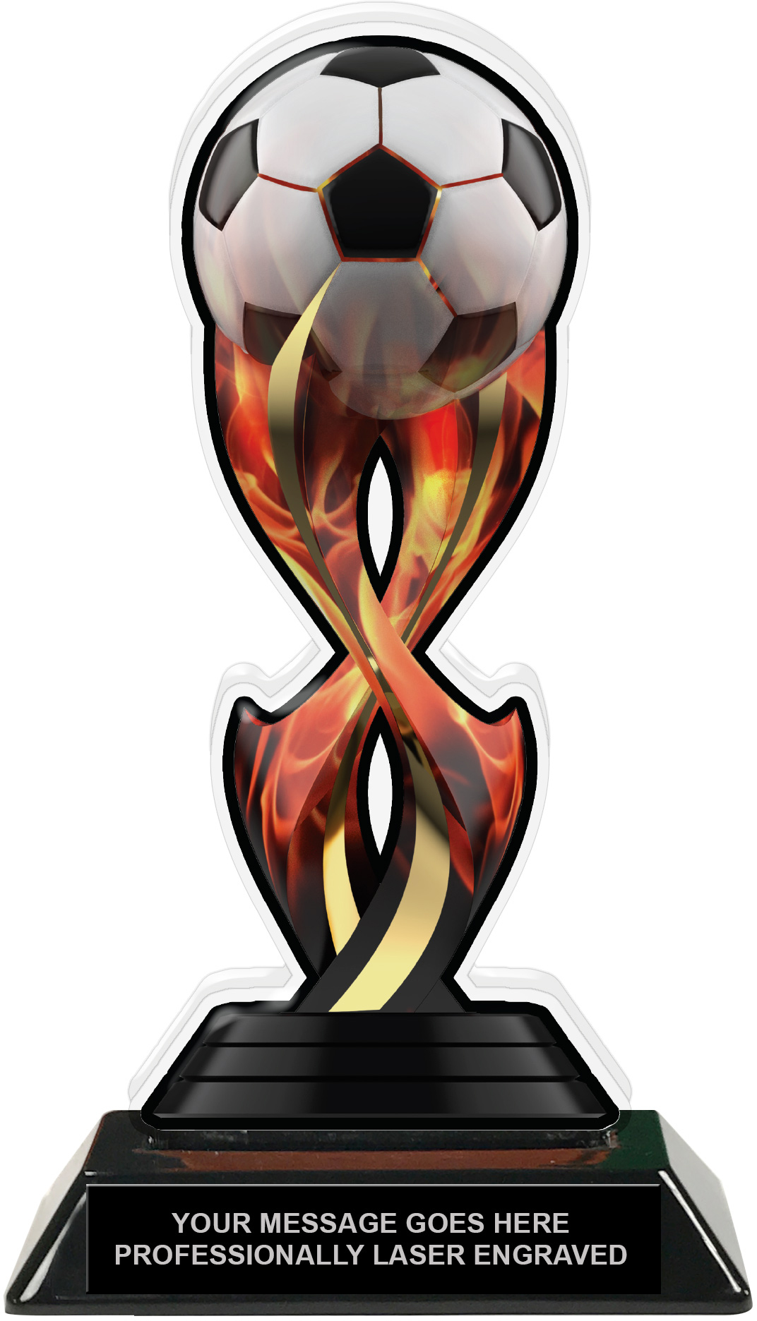 Soccer Tribal Flames Acrylic Trophy- 8.5 inch