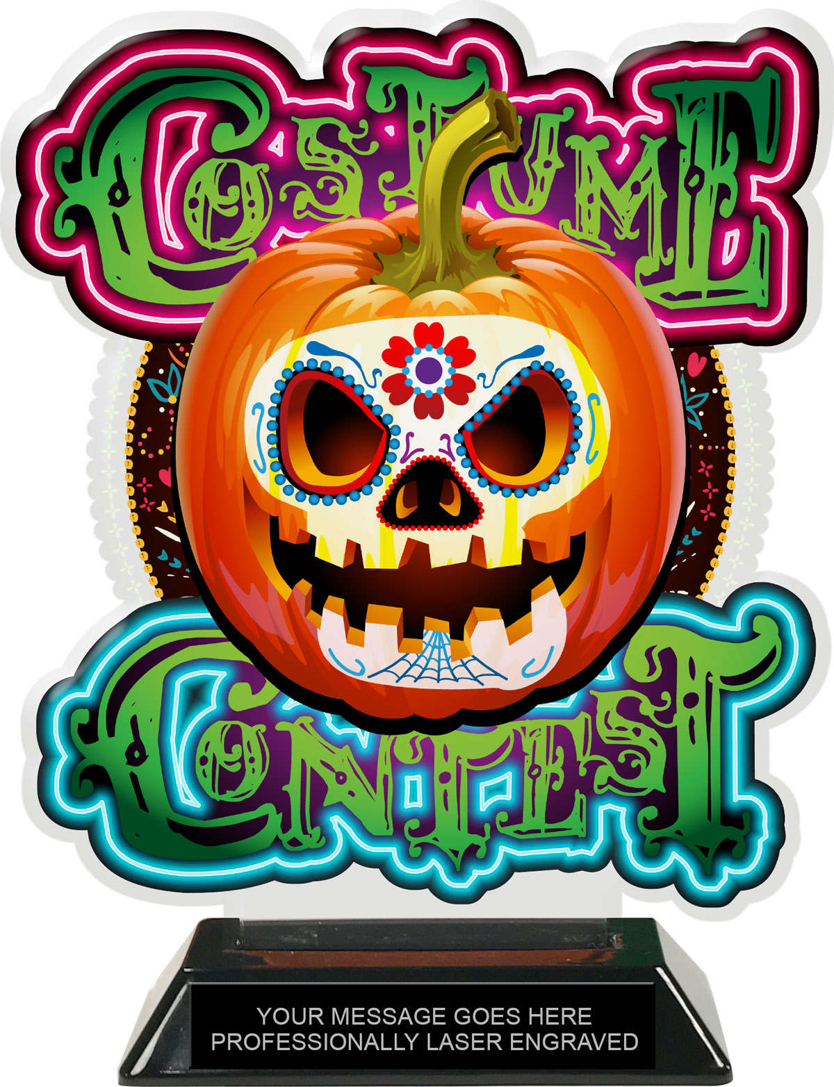 Halloween Sugar Skull Costume Contest Colorix-T Acrylic Trophy- 8.25 inch